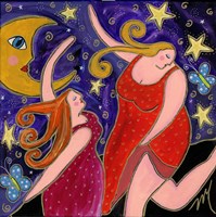 Big Diva Moon Goddesses Dancing Fine Art Print