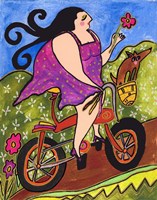 Big Diva Riding Bicycle Fine Art Print