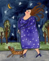 Big Diva Walking Little Dog Fine Art Print