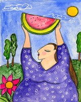Big Diva With Watermelon Framed Print