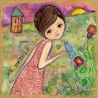 Big Eyed Girl Au Revoir Fine Art Print