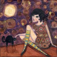 Big Eyed Girl Full Moon Fine Art Print