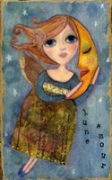 Big Eyed Girl Moon Love Fine Art Print