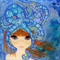 Big Eyed Girl Ocean Blue Fine Art Print