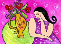 Big Shy Diva & Flower Vase Fine Art Print