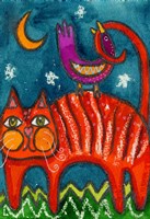 Birdy Got My Tail Kitty Fine Art Print