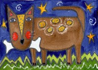 Funky Dog With Bone Fine Art Print