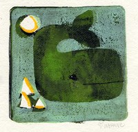 Green Whale Monoprint Fine Art Print