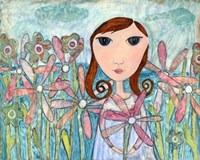 Just One Flower Big Eyed Girl Fine Art Print