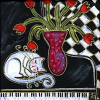 Kitty Asleep On The Piano Fine Art Print