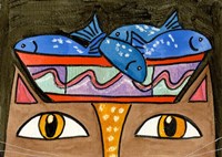 Kitty With Fish Bowl Hat Fine Art Print