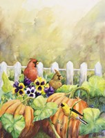 Cardinals in Pumpkin Patch Fine Art Print