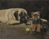 Yorky and Mastif Fine Art Print