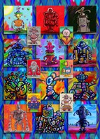 Pop Art Robots Framed Print