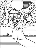 Umbrella Beach Man Fine Art Print