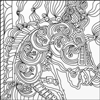 Carousel Pony 1 Lineart Fine Art Print