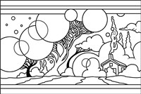 Circle Tree Landscape Lineart Fine Art Print