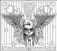 Lacrosse Skull Line Art Fine Art Print