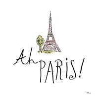 Ah Paris I on White Fine Art Print