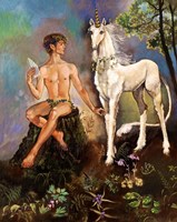 Pan And Unicorn Fine Art Print