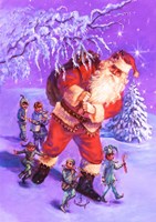 Santa And Elves Fine Art Print