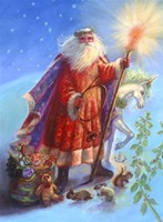 Santa And Unicorn Fine Art Print