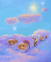Girl and Animals in Clouds II Fine Art Print