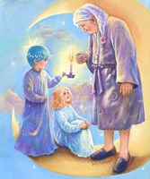 Man in the Moon Lighting Candle Fine Art Print