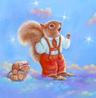 Mice, Squirrel and Bunny family in Clouds I Fine Art Print