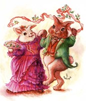 Christmas Bunny Dancers Fine Art Print