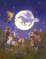 Little Animals Looking At The Moon Fine Art Print
