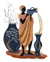 Standing And Pouring Orange Dress Fine Art Print