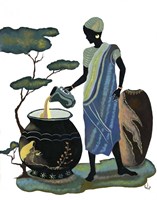 Woman Pouring In Blue Fine Art Print