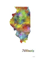 Illinois State Map 1 Fine Art Print