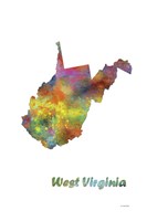 West Virginia State Map 1 Fine Art Print