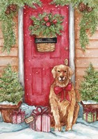 Golden At Christmas Door Fine Art Print