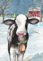 Country Barn Christmas With Wreath Fine Art Print