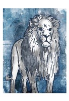 Grey Blue Lion Framed Print