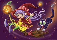 Witch with a Cat Fine Art Print