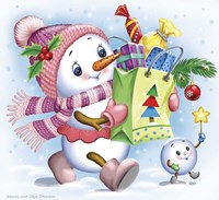 Snow Girl with Gifts Fine Art Print