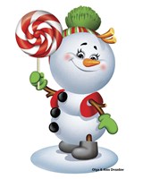 Snowman With Candy Fine Art Print