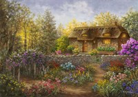 Cottage Garden in Full Bloom Fine Art Print