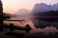 Vintage Boat on River in Guangxi Province, China, Asia Fine Art Print