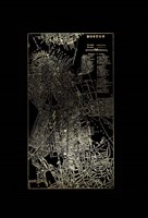 Gold Foil City Map Boston on Black Fine Art Print