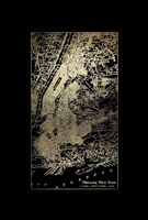 Gold Foil City Map New York on Black Fine Art Print