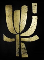 Gold Foil Symbiotic II on Black Framed Print