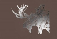 Silver Foil Moose on Bitter Chocolate Fine Art Print