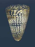Gold Foil Shell I on Cobalt Framed Print