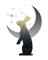 Green Ombre Forest in Hare Silhouette Fine Art Print