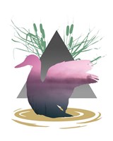Pink Ombre River in Duck Silhouette Fine Art Print